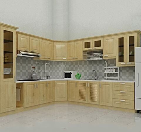 Tủ bếp chữ I mini gỗ MDF Melamine