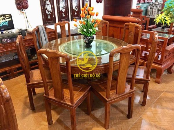 Bàn ăn chữ thọ mặt tròn