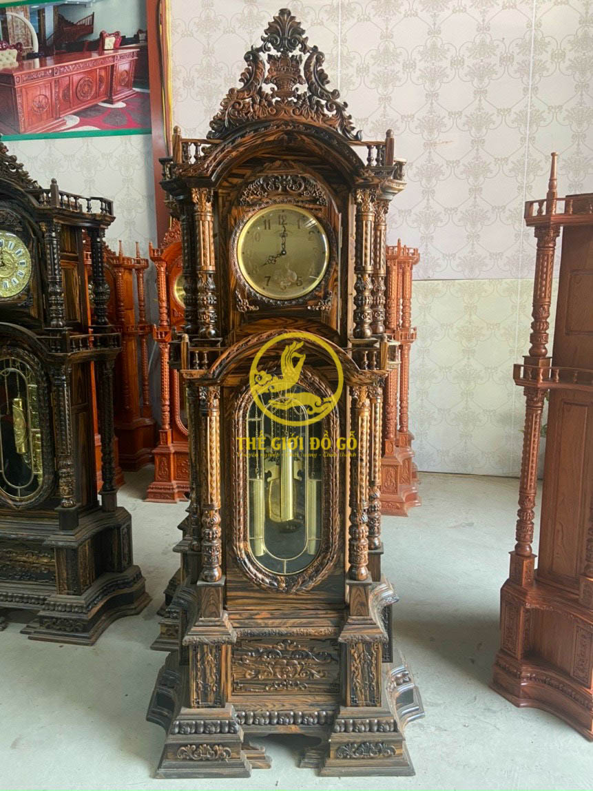 Đồng hồ tứ trụ mun hoa