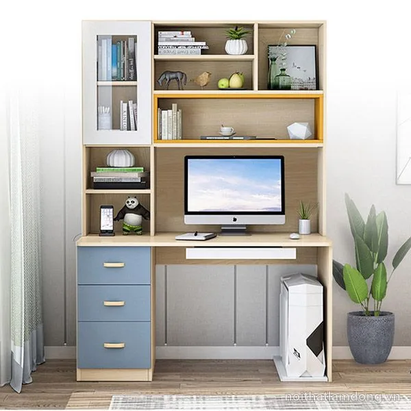 Bàn học liền giá sách thiết kế đẹp hiện đại GHS-4898
