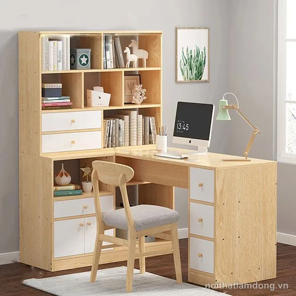 Bàn học sinh cho bé ở nhà liền giá sách GHS-4950