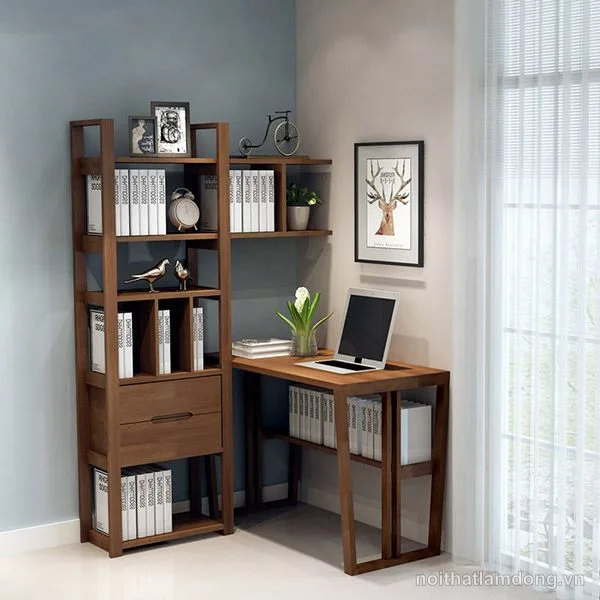Bàn làm việc kết hợp giá sách đẹp hiện đại GHS-4881