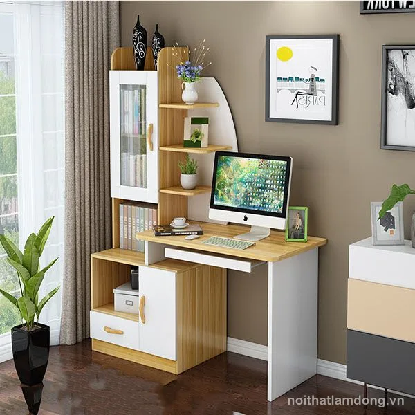 Bàn làm việc liền giá sách hiện đại GHS-4974