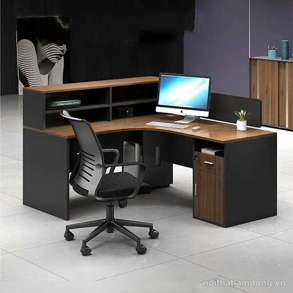 Bàn văn phòng gỗ MDF thiết kế liền giá sách tiện dụng GHS-41444