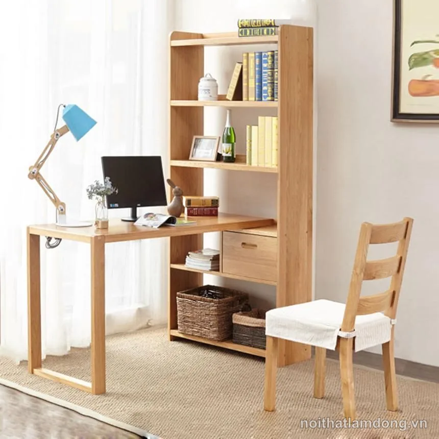 Bộ bàn làm việc kèm giá sách gỗ tiện dụng GHS-4793