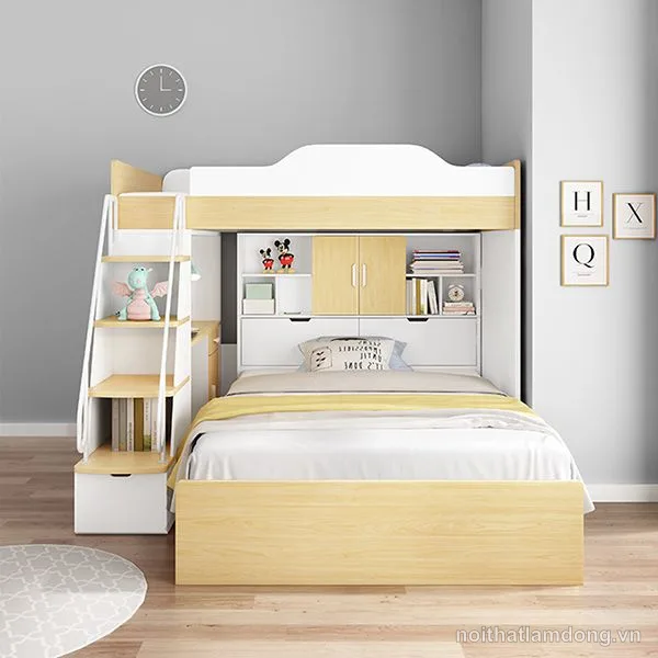 Giường tầng thông minh bằng gỗ công nghiệp cao cấp GHS-9235