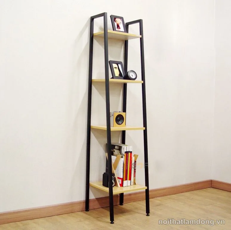 KỆ GỖ TRANG TRÍ, KỆ GỖ CHÂN SẮT ĐỢT GỖ GHS-113