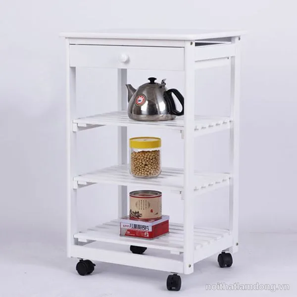 Kệ gỗ hình chữ nhật có bánh xe đẩy GHS-108