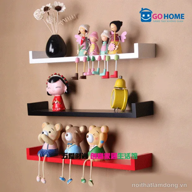 Kệ Gỗ 3 thanh chữ U đều, Kệ Gỗ treo tường