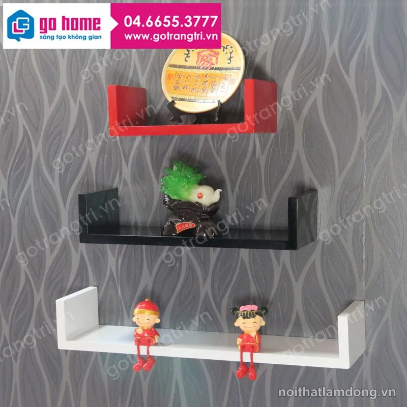 Kệ Gỗ treo tường, Kệ Gỗ Bộ 3 chữ (U) lệch