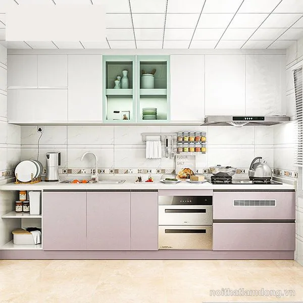 Mẫu tủ bếp gỗ công nghiệp tối giản GHS-51769