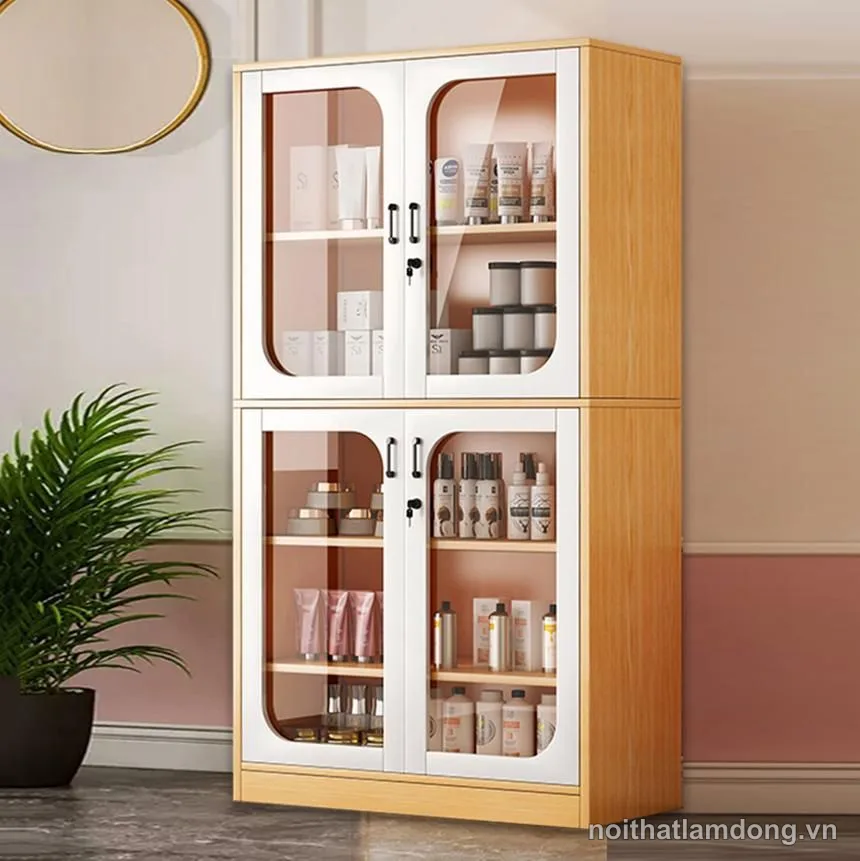 Mẫu tủ kính nhỏ trưng bày mỹ phẩm gỗ MDF GHS-52468