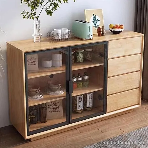 Tủ Kính Đựng Chén Bát Đẹp Đơn Giản GHS-51996