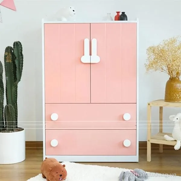 Tủ quần áo gỗ cho bé gái thiết kế đáng yêu GHS-52282