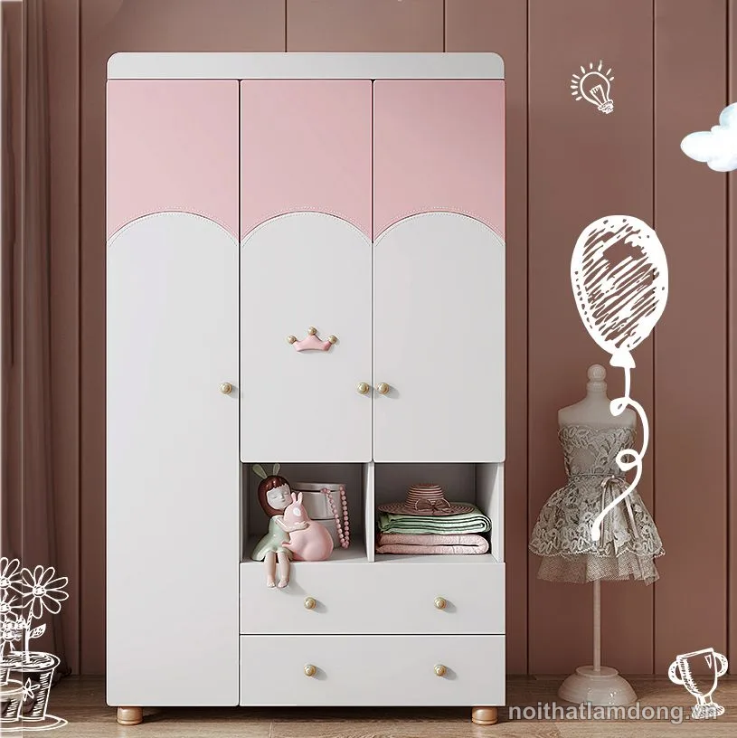 Tủ quần áo màu hồng đáng yêu cho bé GHS-51849