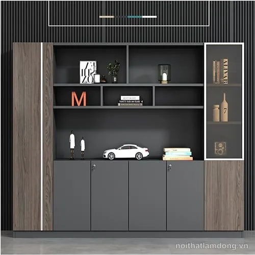 Tủ tài liệu bằng gỗ, tủ trang trí văn phòng hiện đại GHS-51644
