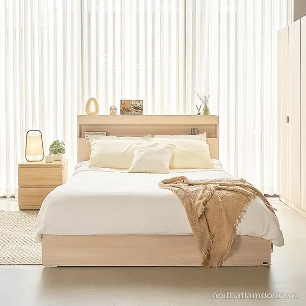 Giường Ngủ Có Hộc & Ổ Điện MOHO VIENNA – MÀU TỰ NHIÊN