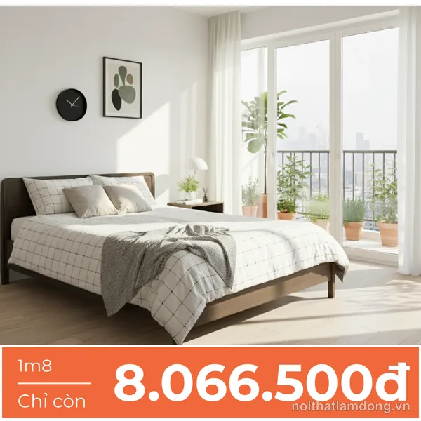 Giường Ngủ Gỗ Tràm MOHO DALUMD 301 Ver 2 Màu Nâu Hạnh Nhân