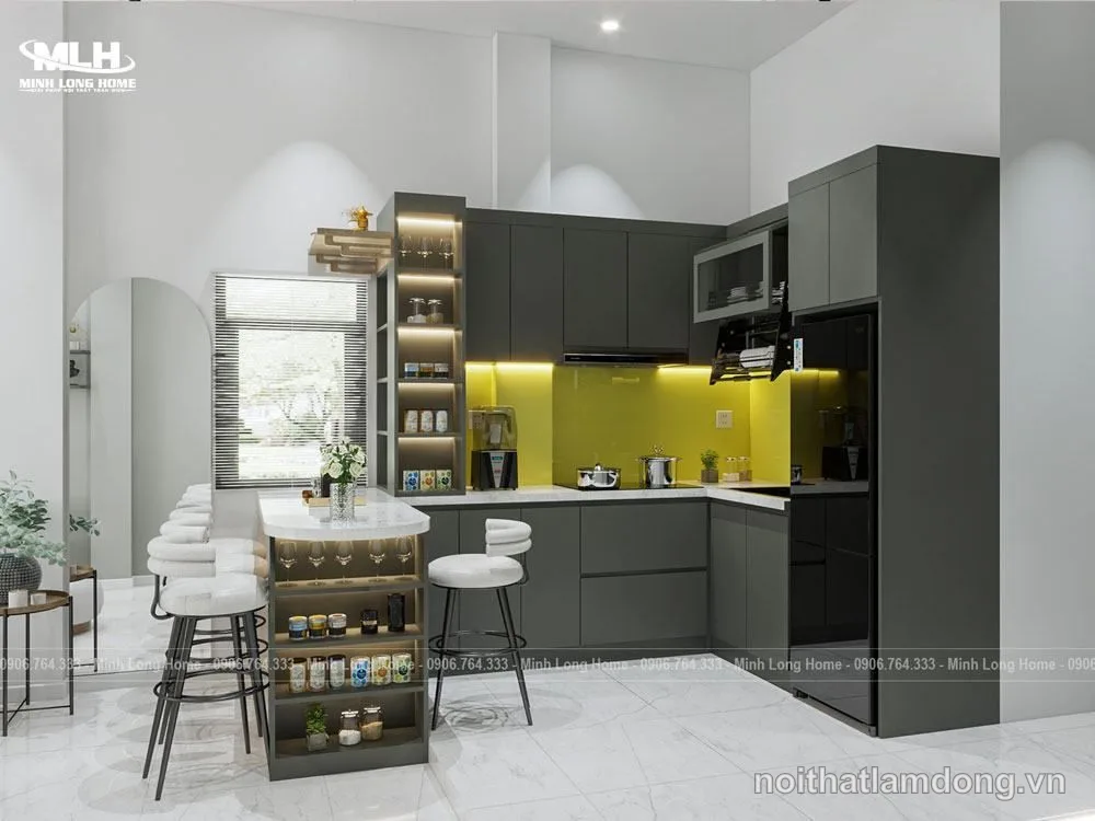 Tủ bếp nhựa kết hợp bàn đảo TBN07