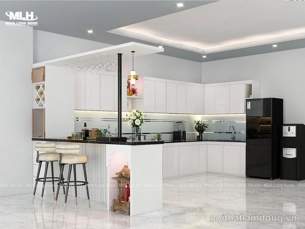 Tủ bếp nhựa màu trắng TBN16